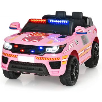 Kijana Auto Elettrica per Bambini Polizia Stile Range Rover Rosa 12V